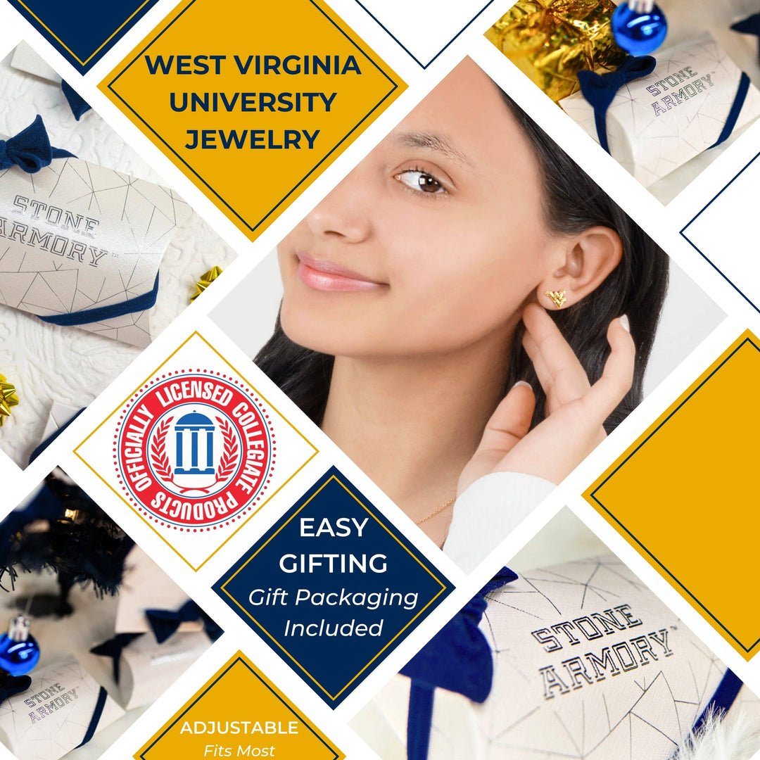 WVU Flying WV Gold Plated Studs