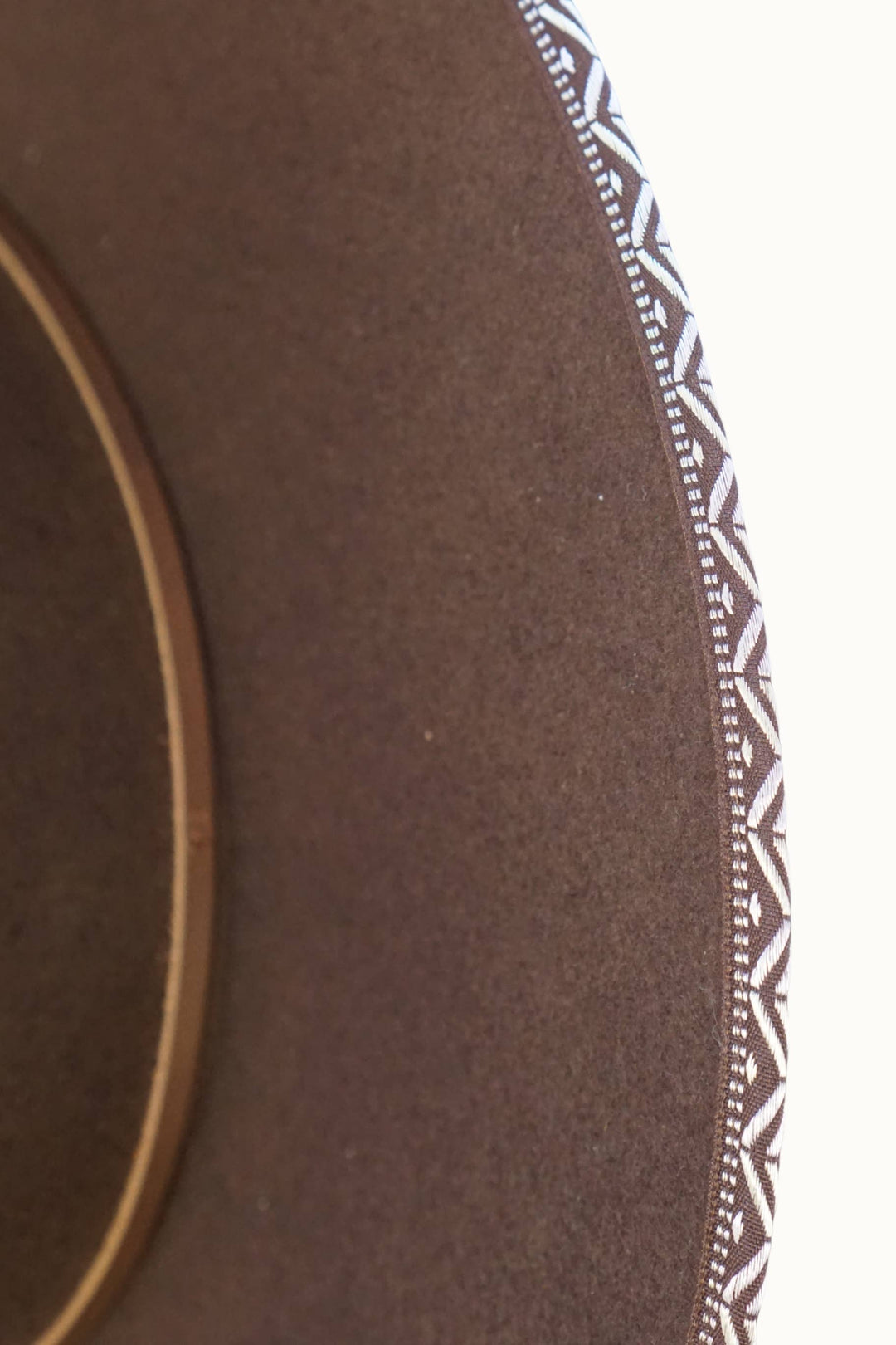 AVRIL - 100% Wool Felt Rancher, Tribal Cocoa Band, Brown