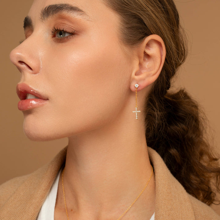 CROSS DROP EARRINGS