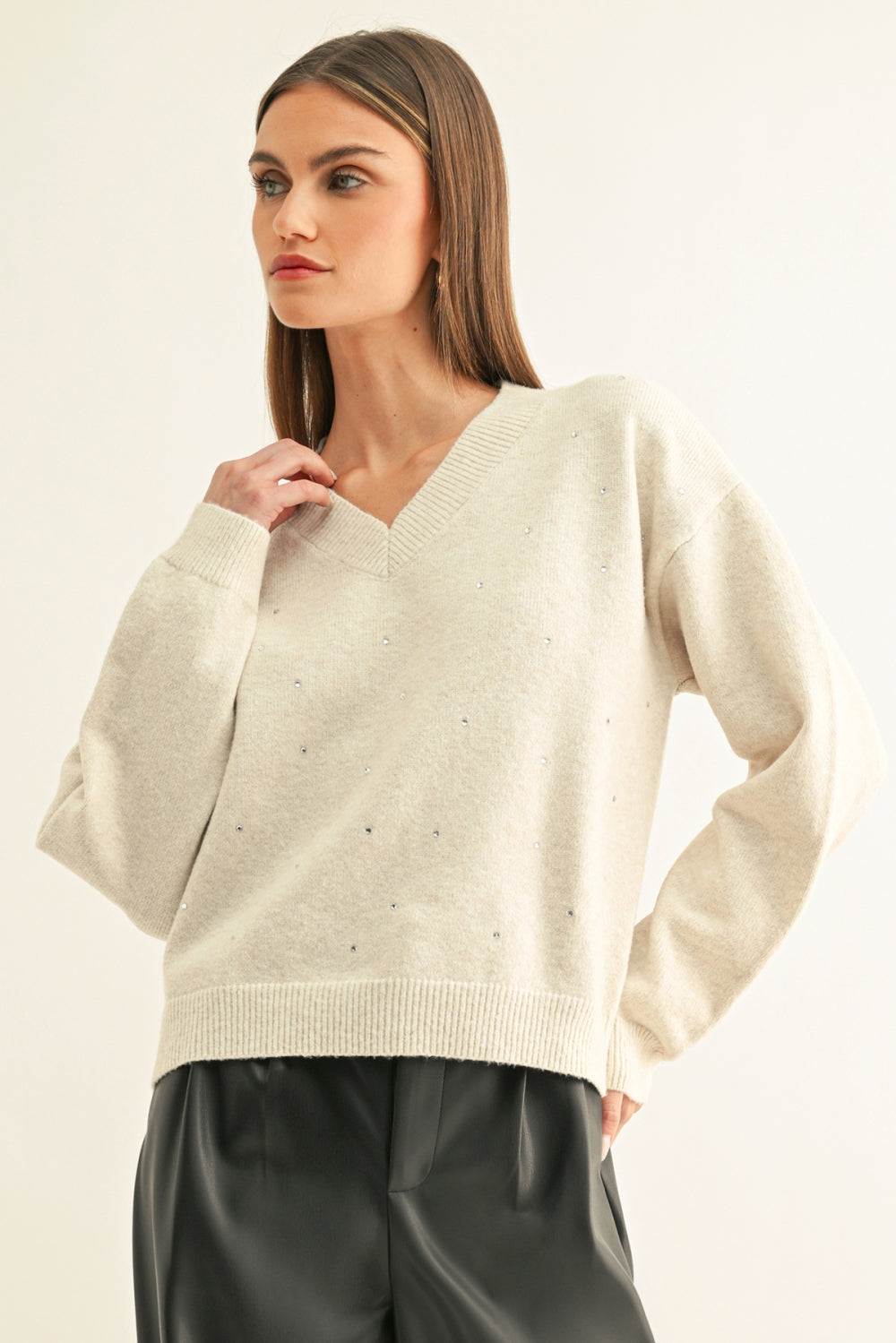 ANGIE EMBELLISHED LONG SLEEVES PULLOVER