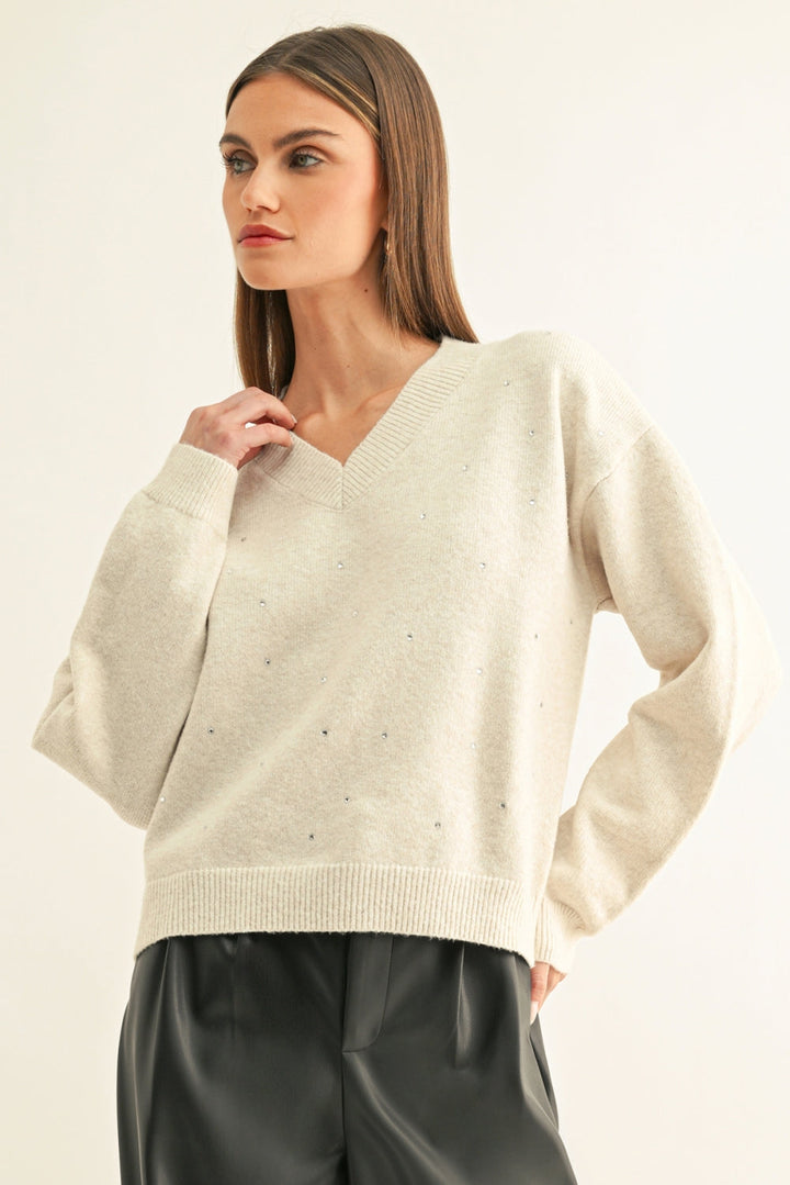 ANGIE EMBELLISHED LONG SLEEVES PULLOVER