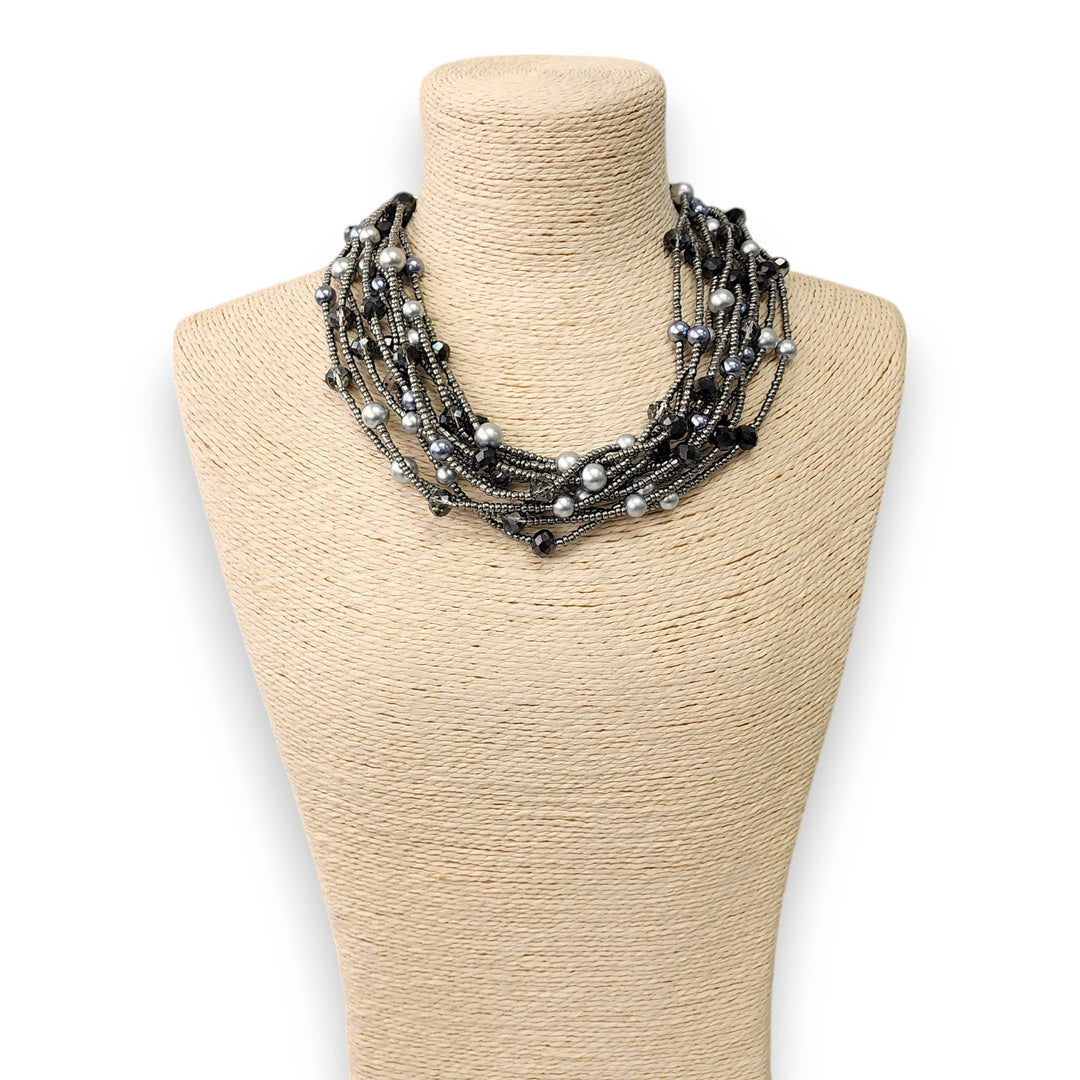 BRYNN HEMATITE & PEARL NECKLACE