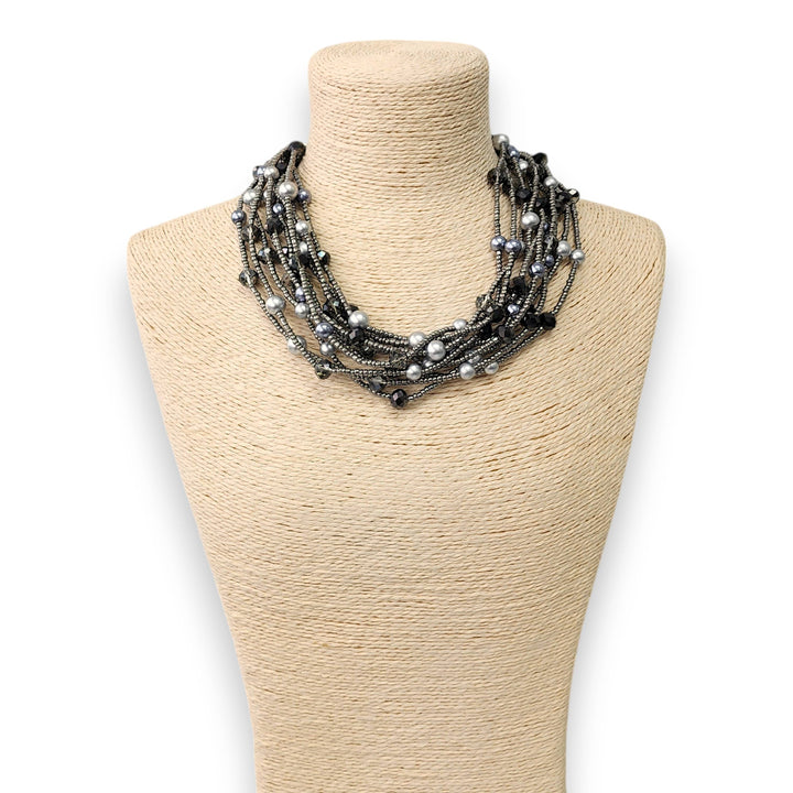 BRYNN HEMATITE & PEARL NECKLACE