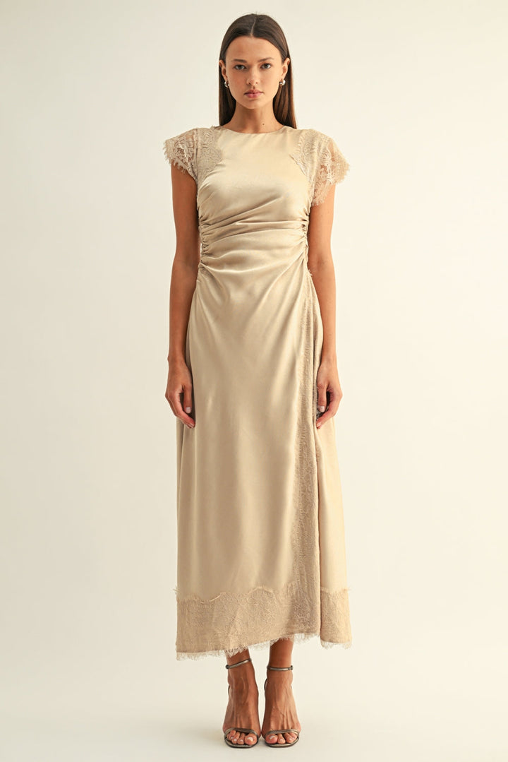 CAMILA LACE CONTRAST SATIN MAXI DRESS