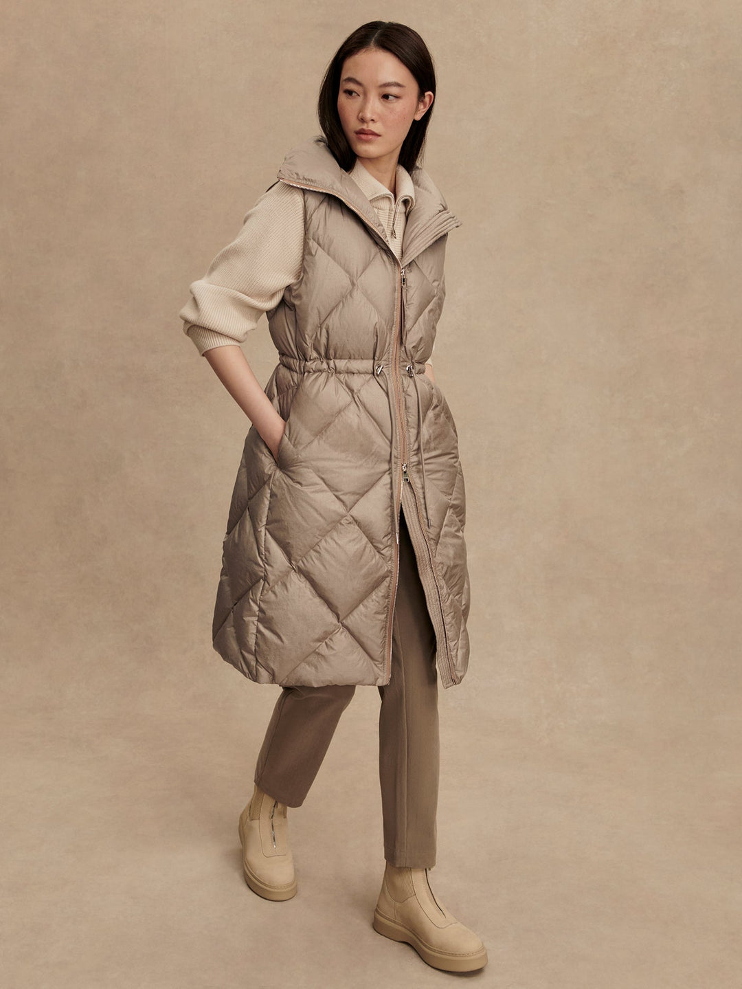 NAVINE LONG DOWN VEST JACKET