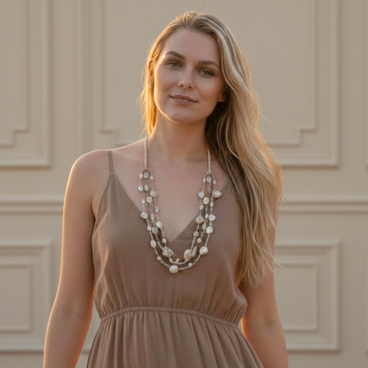 KYLIE CRYSTAL & SHELL NECKLACE