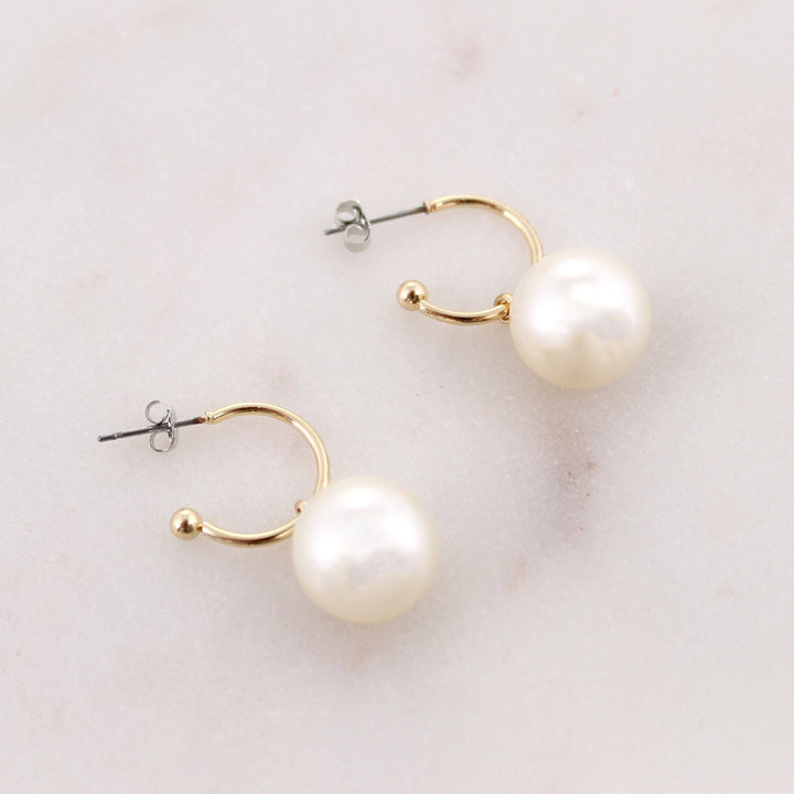 West Virginia Pearl Logo Hoop Earrings