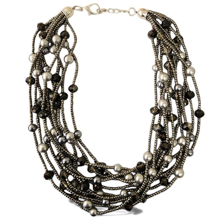 BRYNN HEMATITE & PEARL NECKLACE