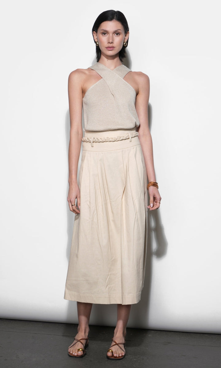 YVETTE BELTED MIDI SKIRT