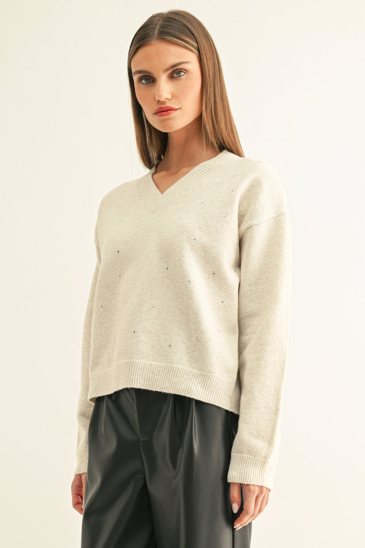 ANGIE EMBELLISHED LONG SLEEVES PULLOVER