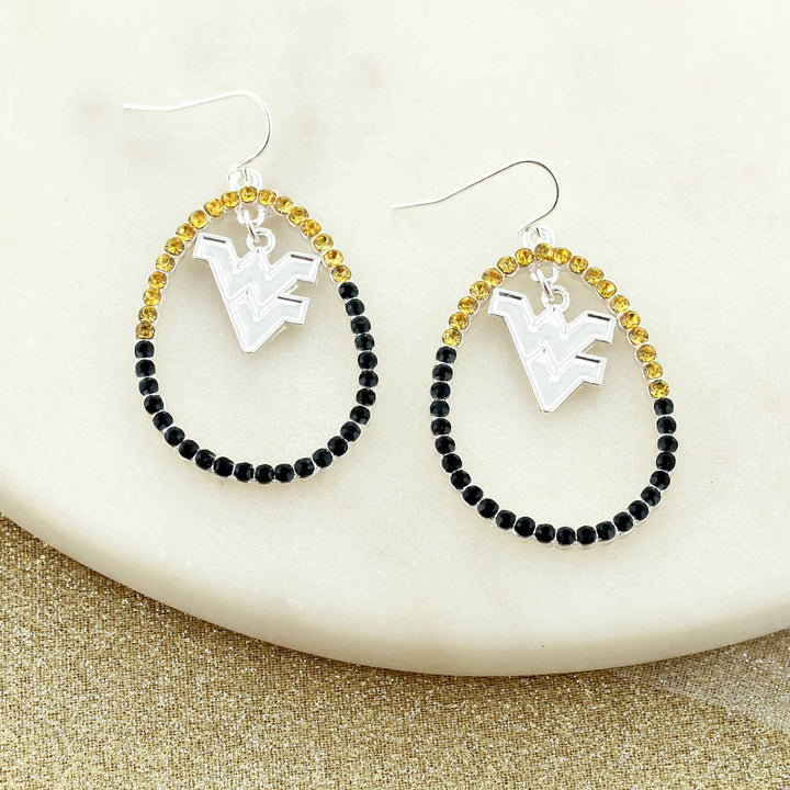 West Virginia Crystal Loop Earrings