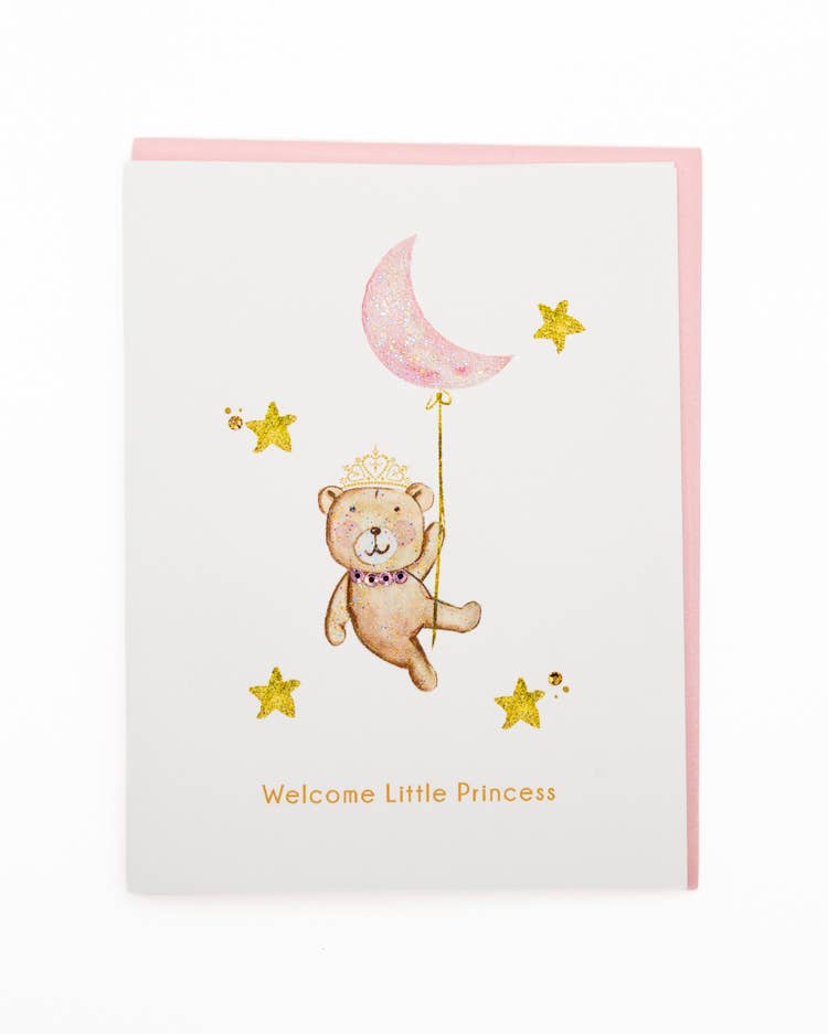 'Sweet Little Princess' Teddy Bear New Baby Greeting Card