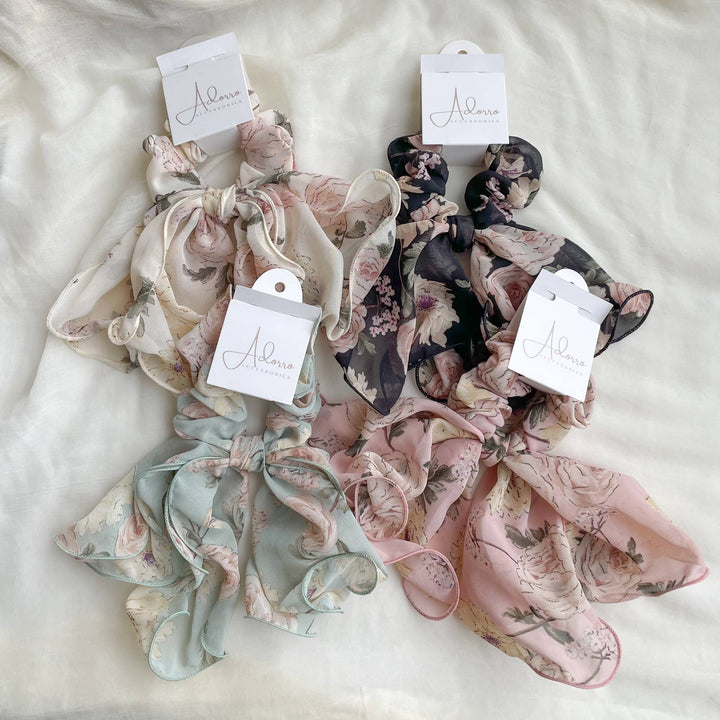 Delicate Floral Scrunchie Scarf