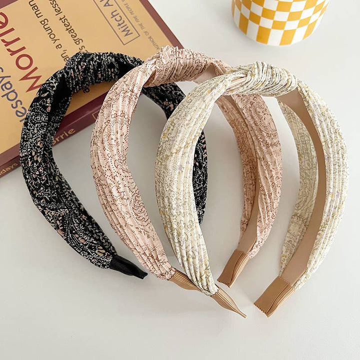 Floral Pleated Knot Headband