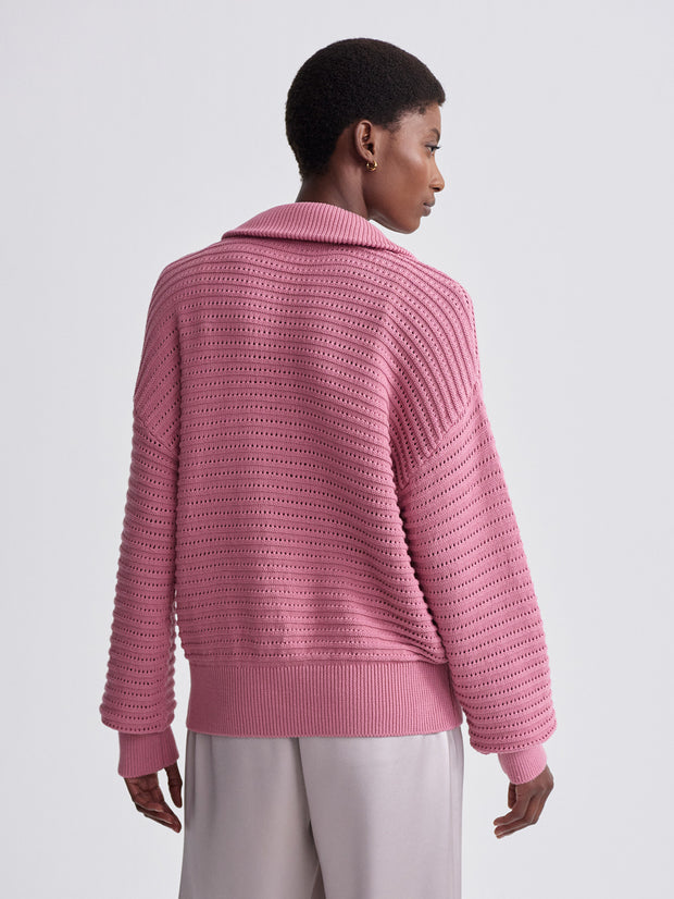 TARA POINTELLE HALF ZIP KNIT