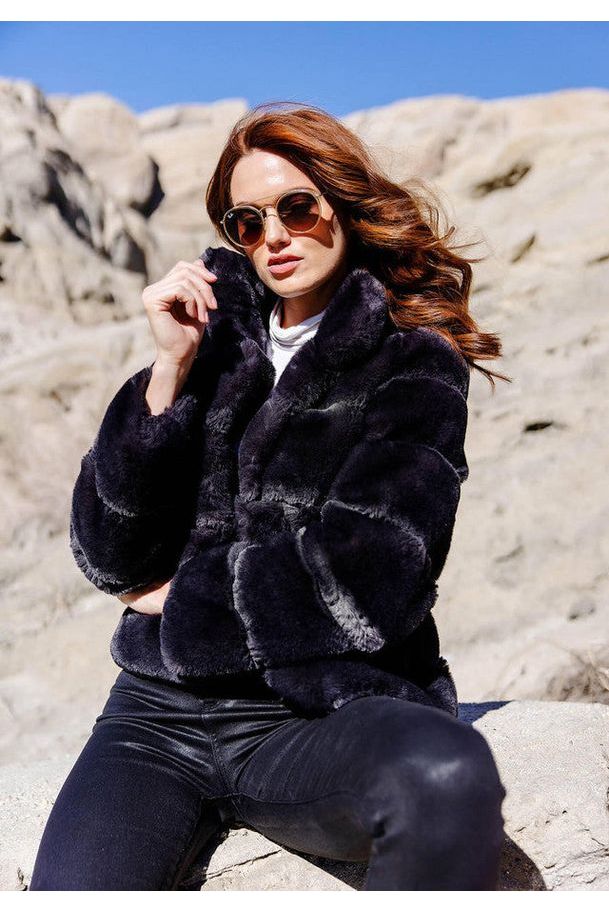 Charcoal faux fur on sale coat