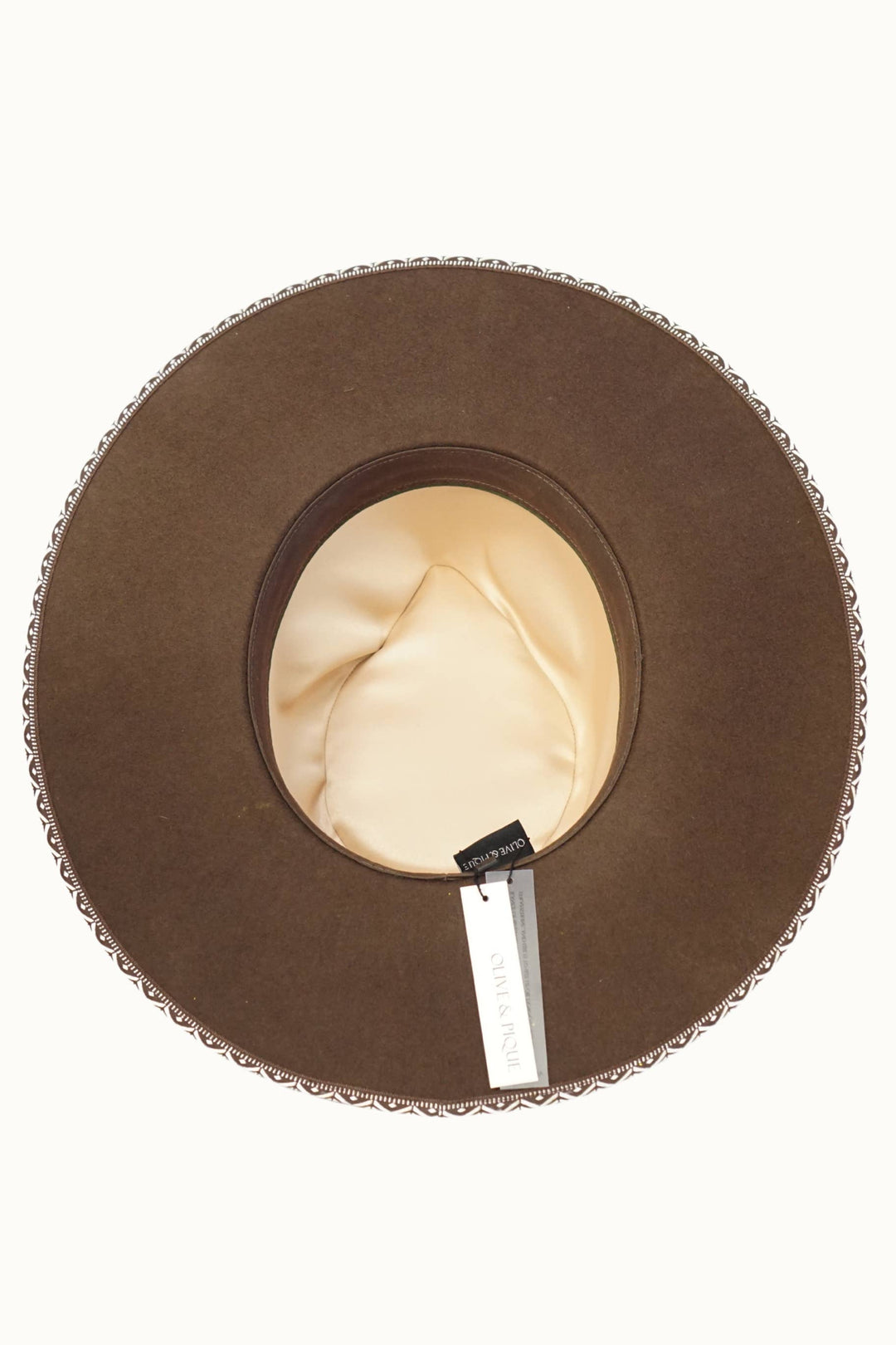 AVRIL - 100% Wool Felt Rancher, Tribal Cocoa Band, Brown