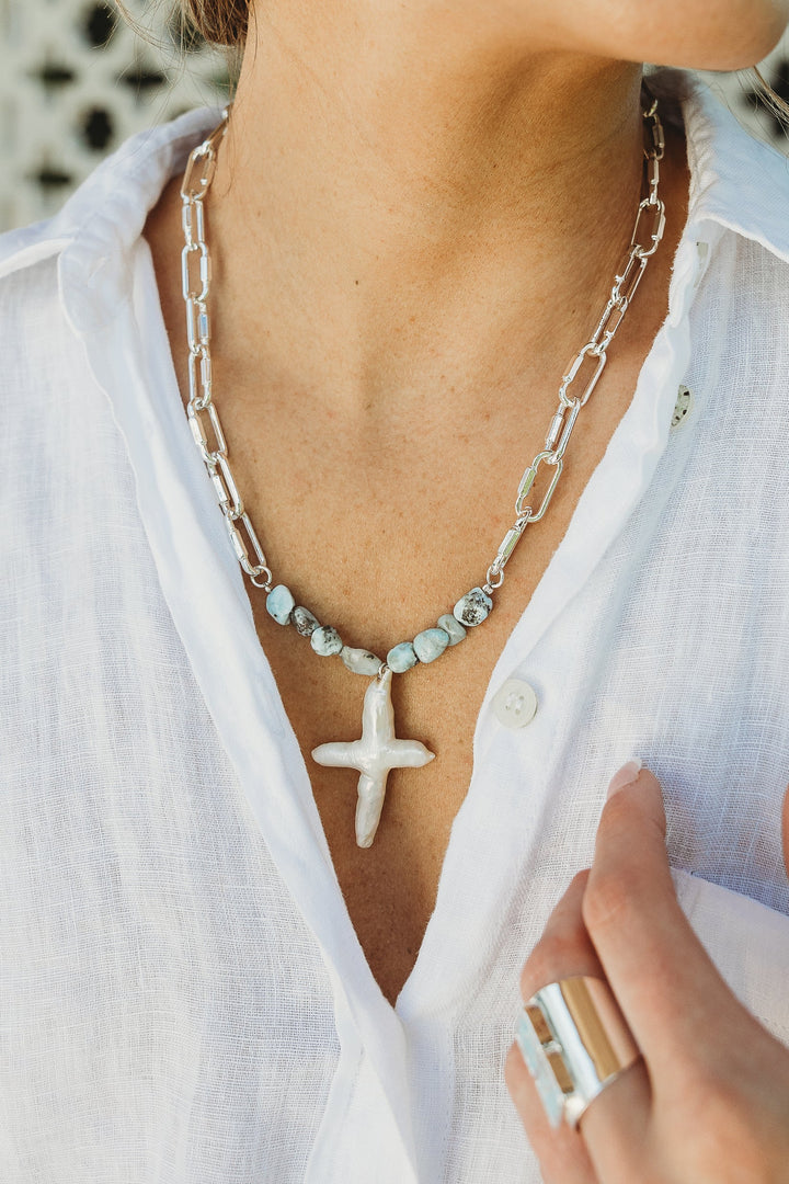 HEIDI CROSS PAPERCLIP NECKLACE