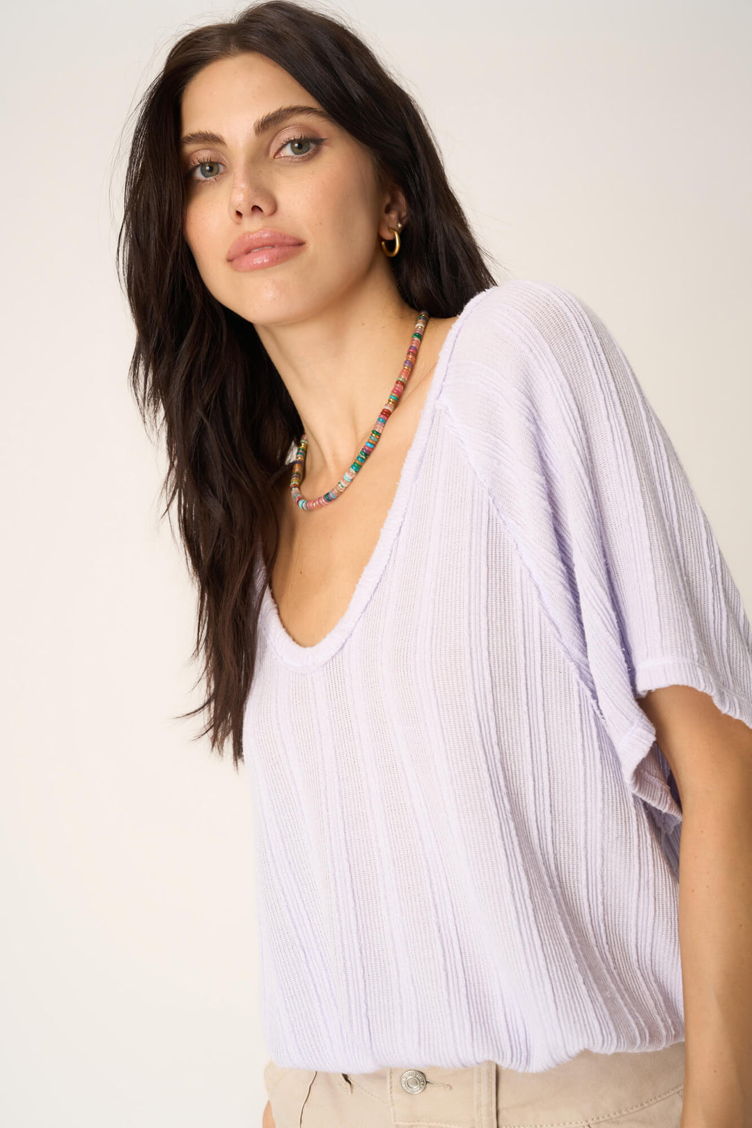 PAOLA SWEATER V NECK BUBBLE TEE