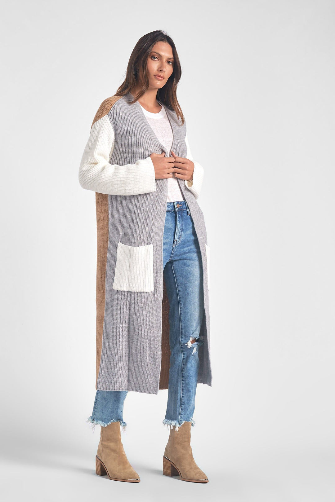 COLORBLOCK DUSTER CARDI