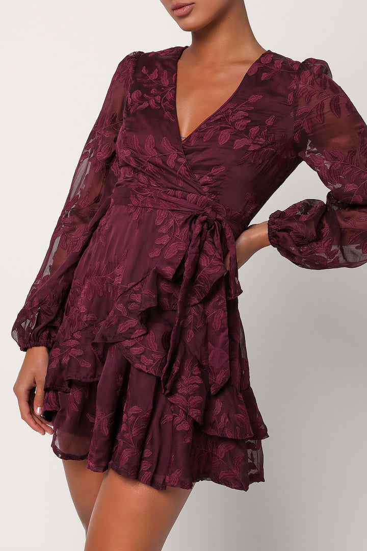 ROMANCE FLORAL EMBROIDERED MINI DRESS