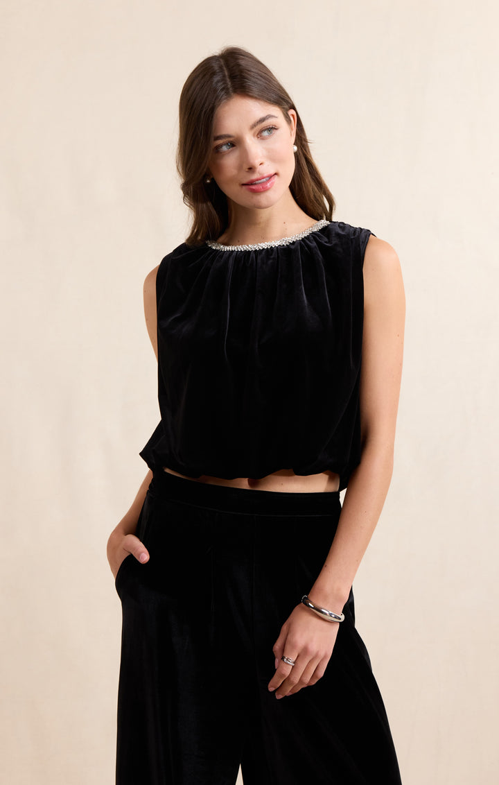 VELVET HOUR EMBELLISHED BUBBLE TOP
