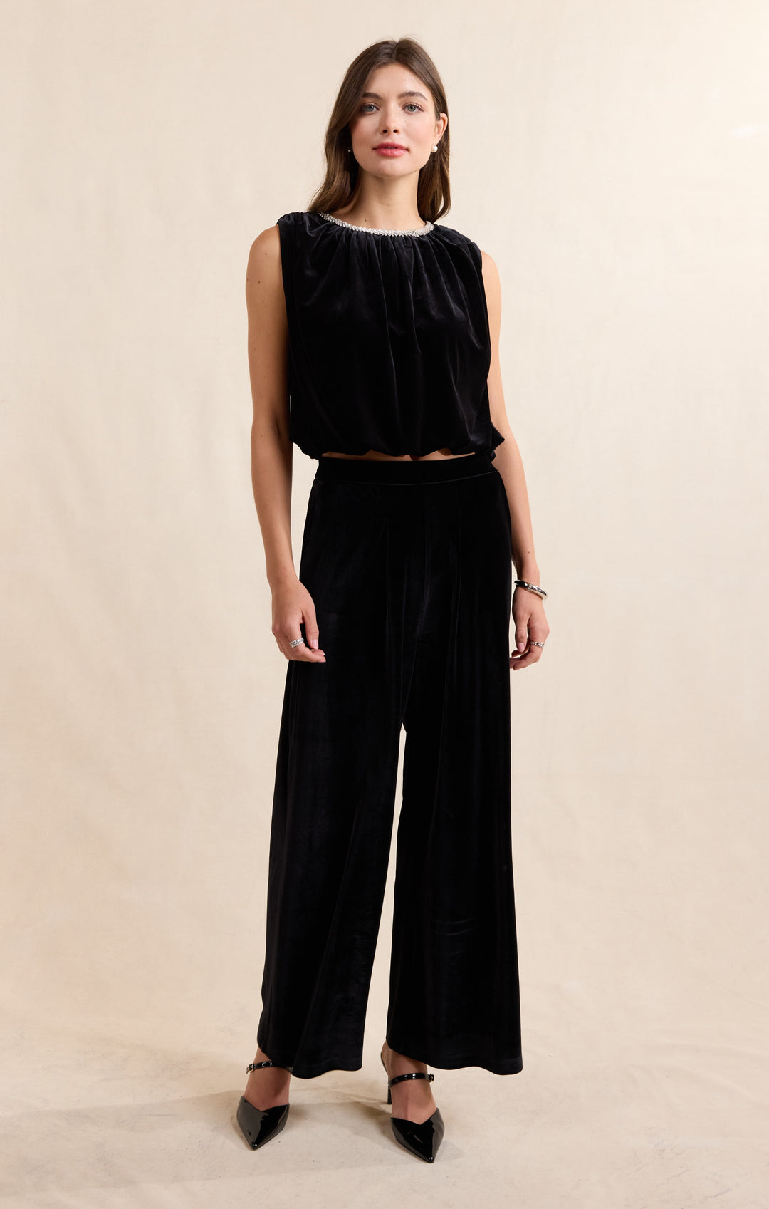 VELVET HOUR EMBELLISHED BUBBLE TOP