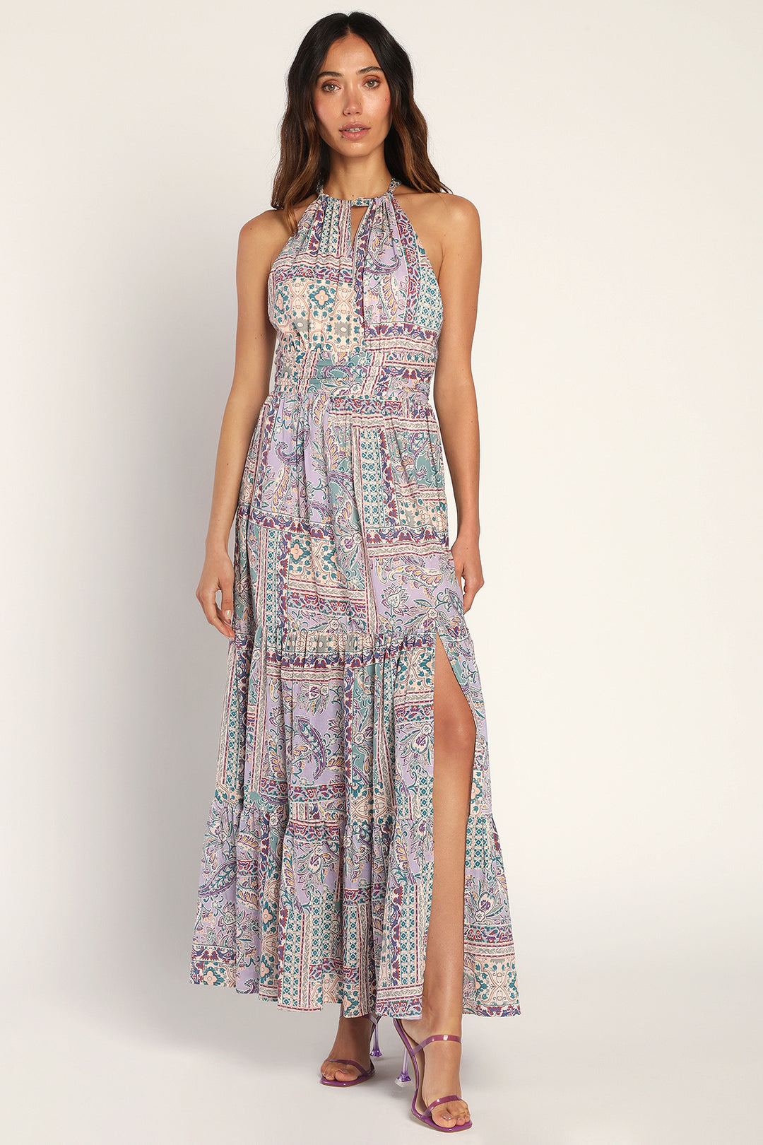 SCARF PRINTED MAXI DRESS