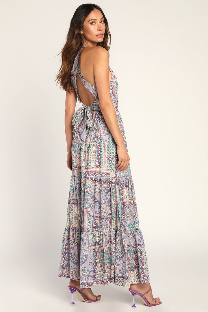 SCARF PRINTED MAXI DRESS