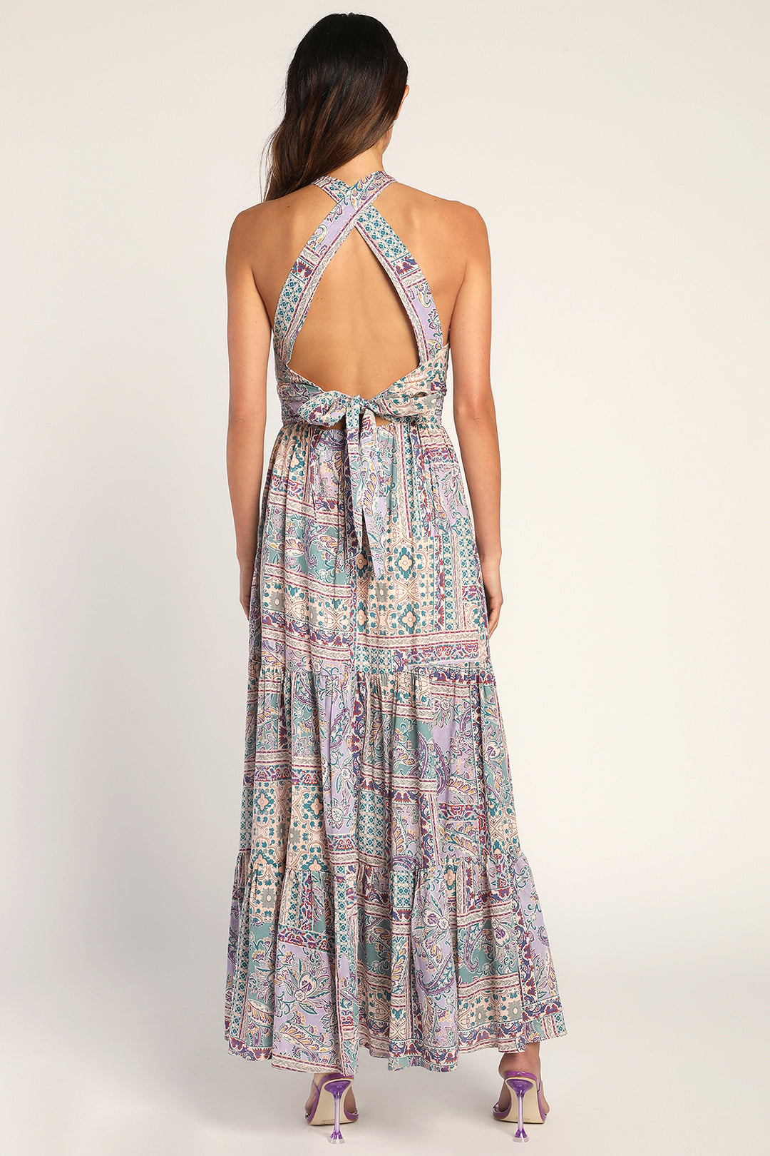 SCARF PRINTED MAXI DRESS