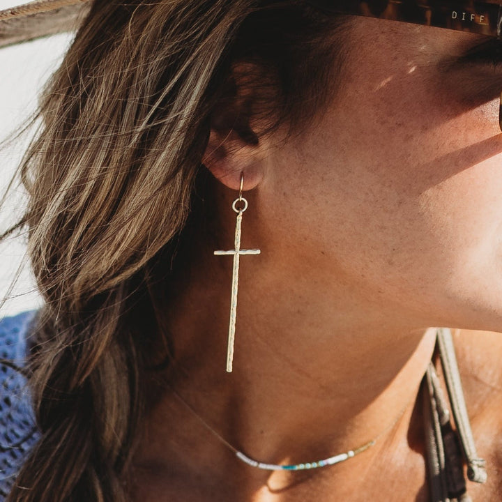 ADA HAMMERED CROSS EARRING