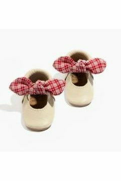 RED PLAID KNOTTED BOW MOCC
