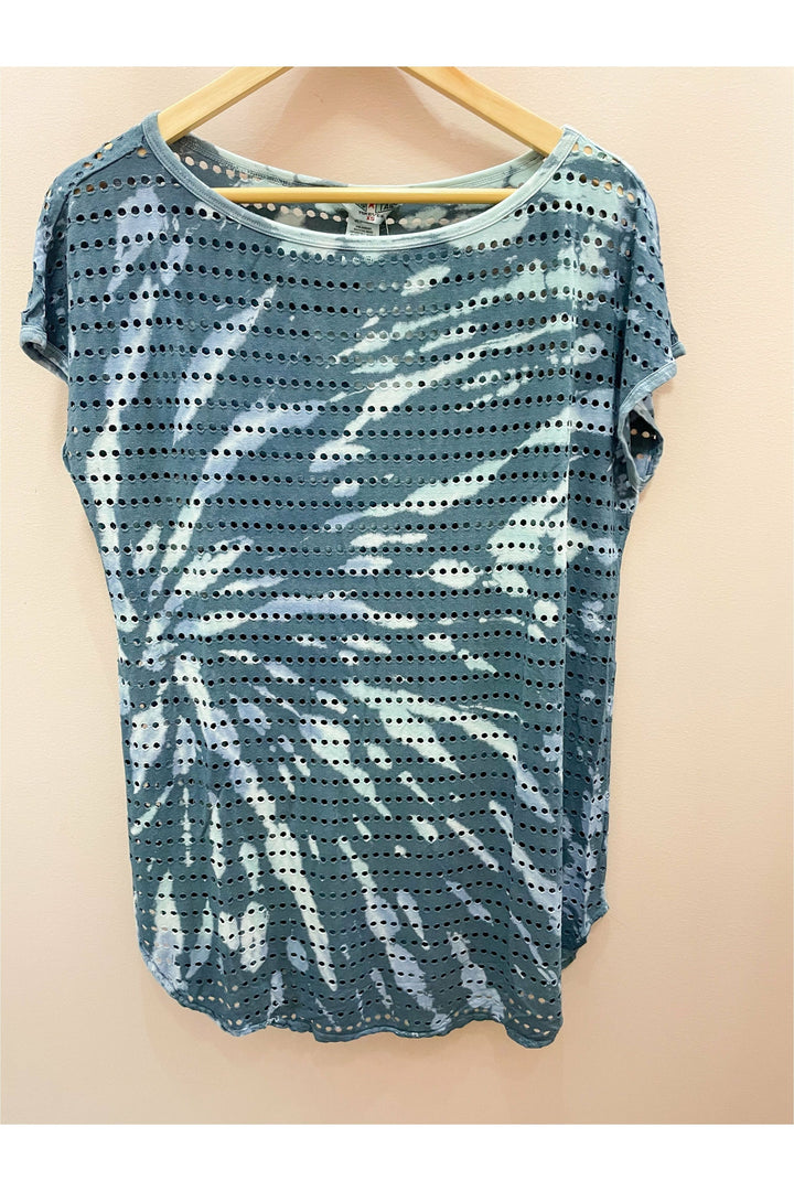 HOLEY COVERUP TUNIC - ELECTRIC